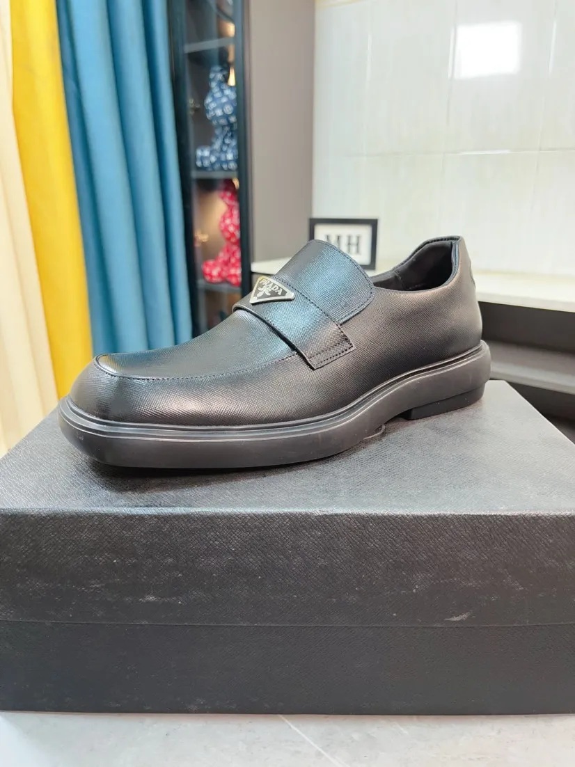 Men's shoes 💰540🌹🌹【PRADA Leather Shoes】Top purchasing agency Original imported Italian custom-made open-edge beaded cowhide leather surface, fully imported water-dyed breathable cowhide lining, original factory special molded sole super comfortable, size: 38-44